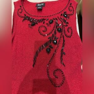 Chic Red Embellished Women's Sleeveless ribbed metallic Blouse #Valentine’sday